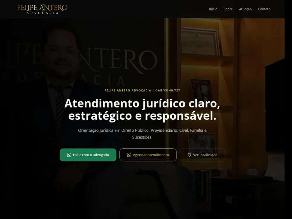 Site Felipe Antero Advocacia, do Crato, em uma tela de desktop