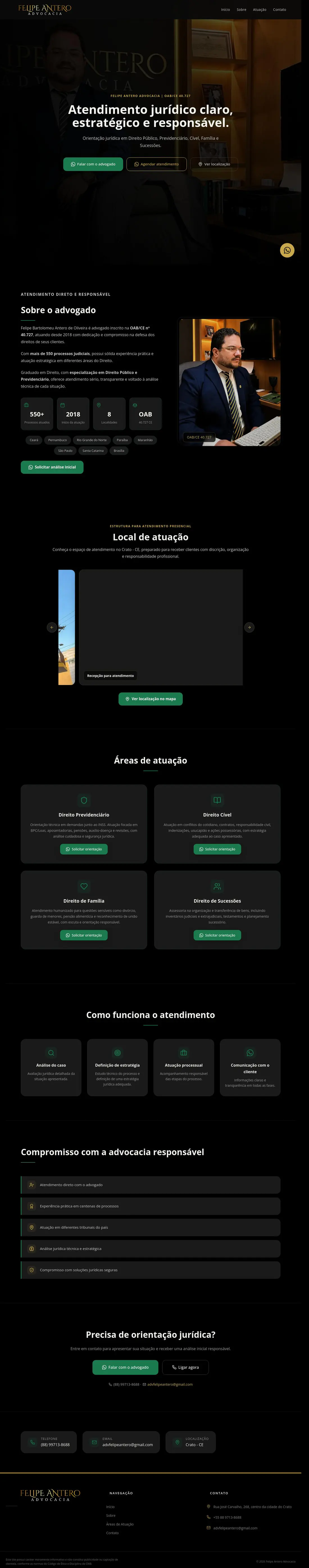 Felipe Antero Law Practice website on a desktop screen