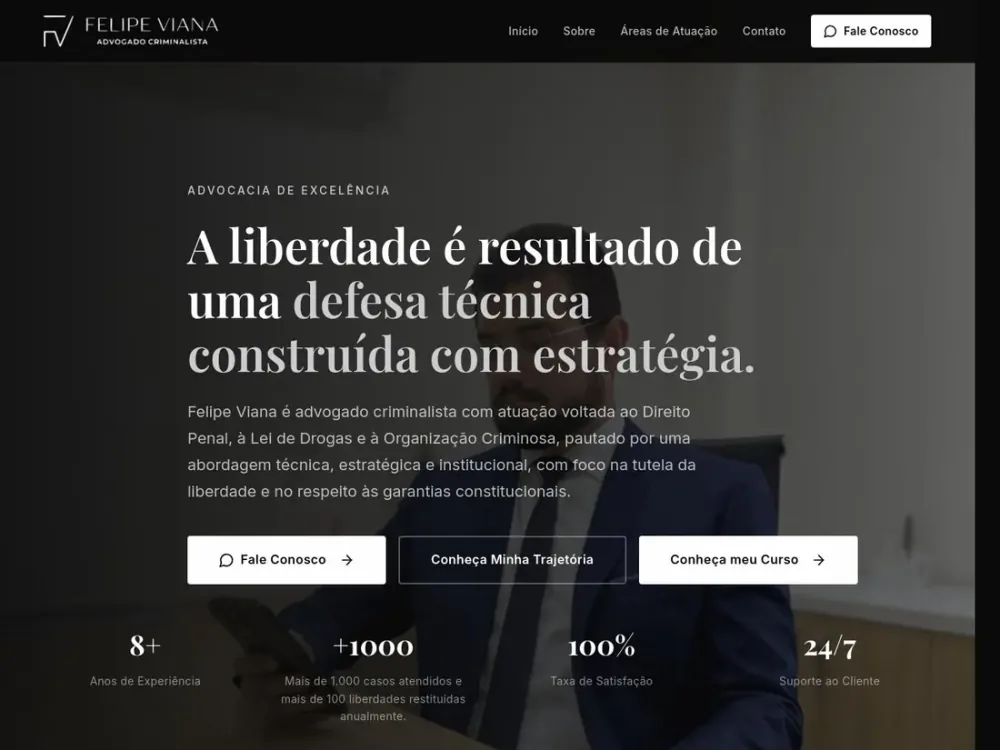 Página inicial do site Felipe Viana Advocacia, de Juazeiro do Norte, em uma tela de desktop