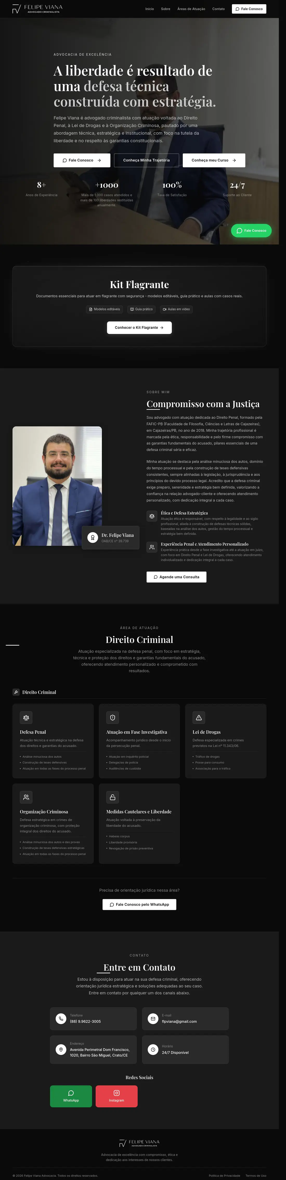 Felipe Viana Law Practice home page on a desktop screen