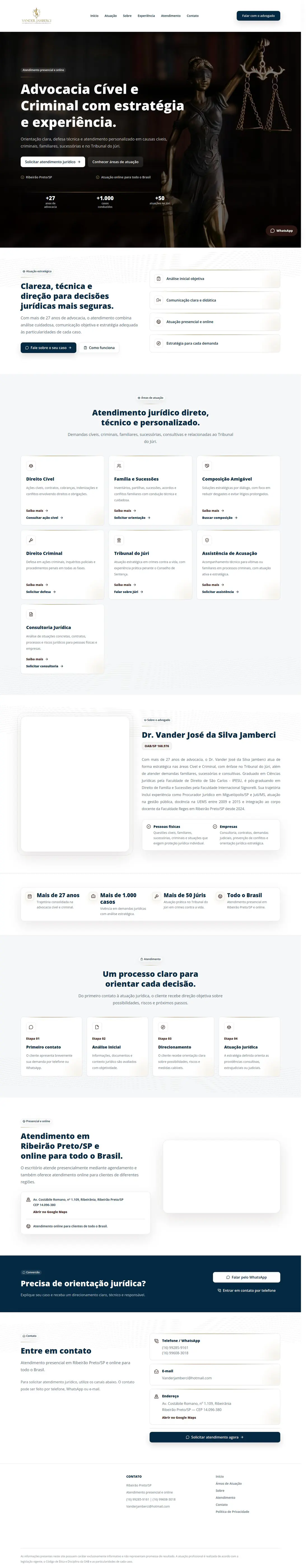 Vander Jamberci Law Practice website on a desktop screen