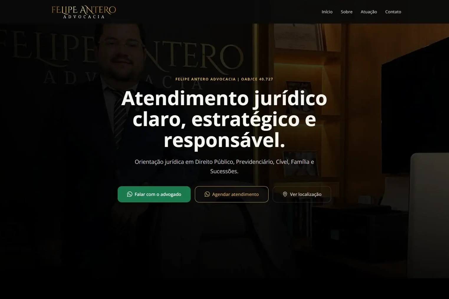 Capa de Felipe Antero Advocacia, projeto desenvolvido por Kauã Felix