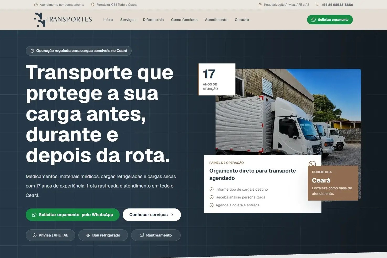 Capa de NN Transportes, projeto desenvolvido por Kauã Felix