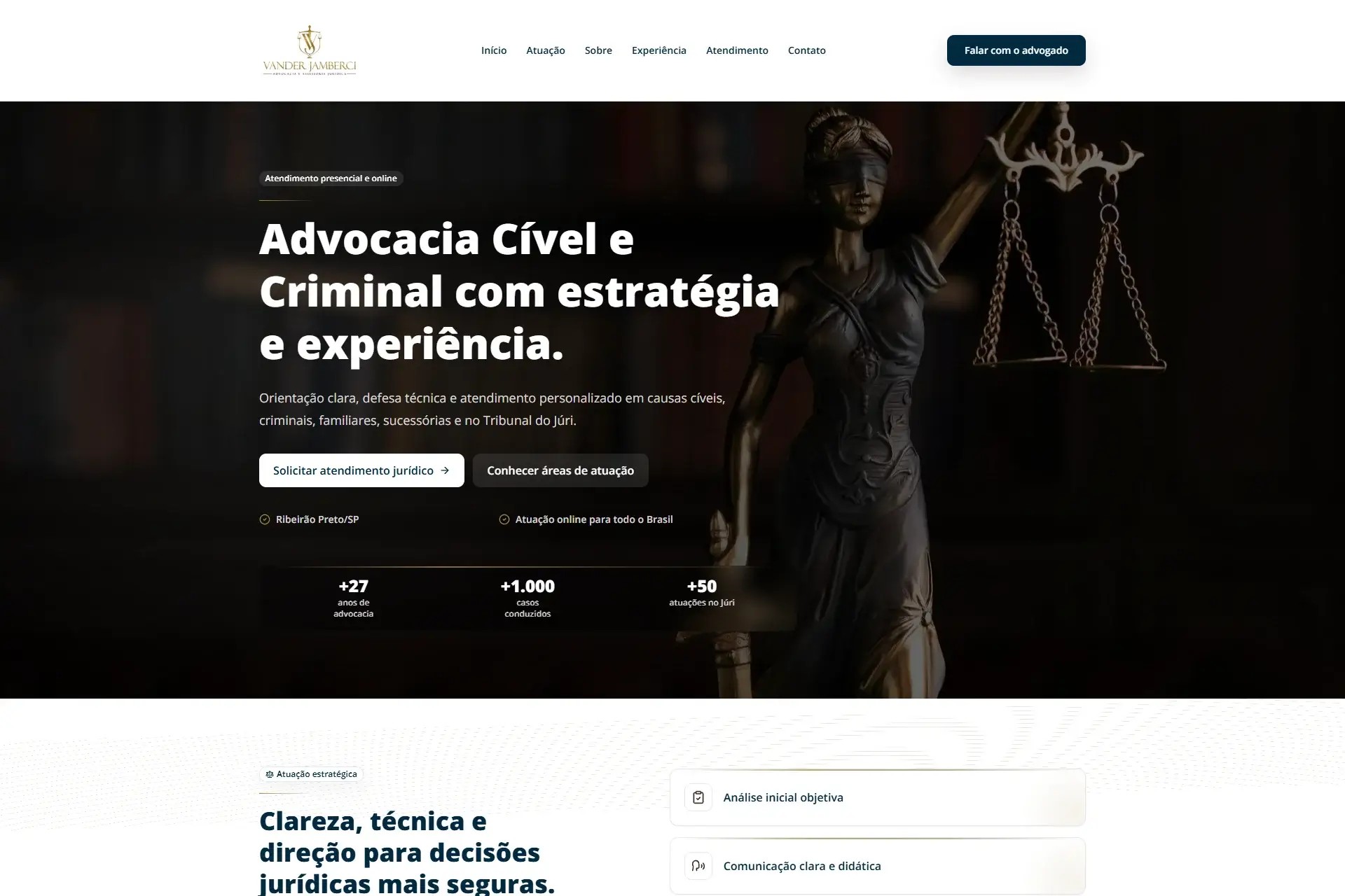 Capa de Vander Jamberci Advocacia, projeto desenvolvido por Kauã Felix