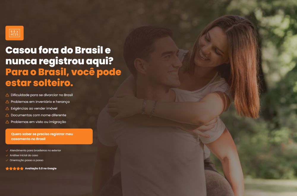 Página inicial de Casamento no Exterior, projeto desenvolvido por Kauã Felix