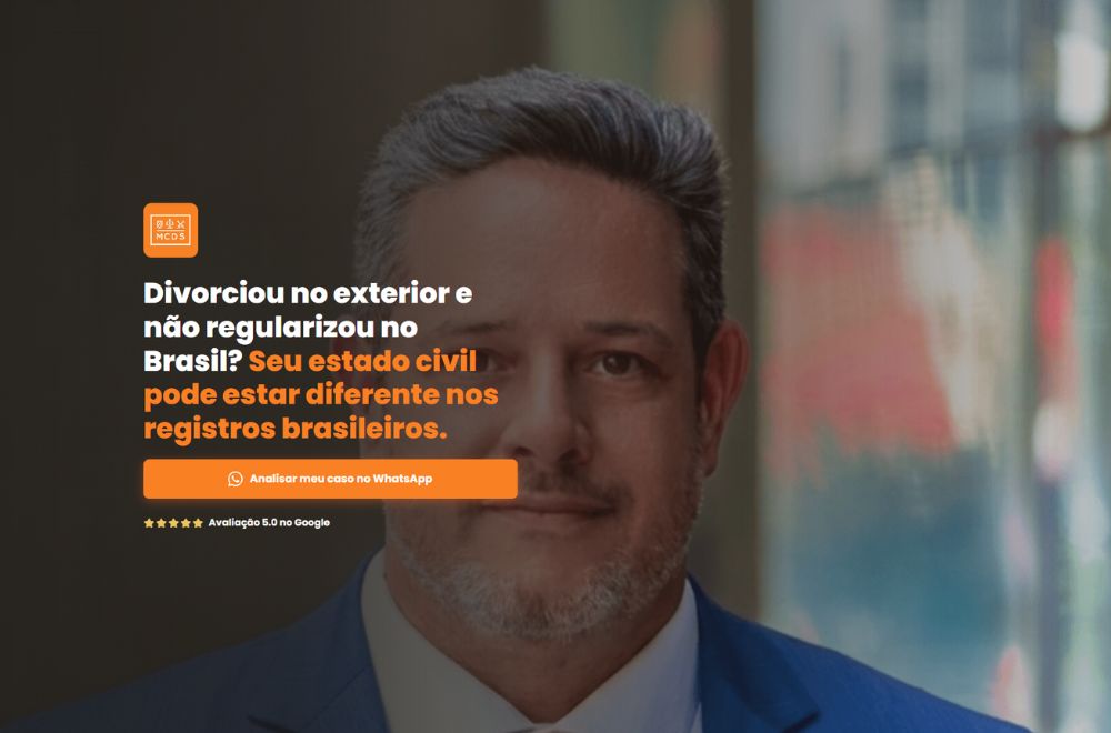 Página inicial de Divórcio no Exterior, projeto desenvolvido por Kauã Felix