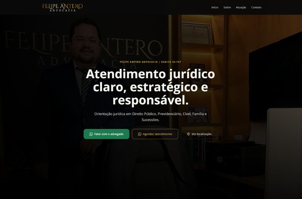 Página inicial de Felipe Antero Advocacia, projeto desenvolvido por Kauã Felix