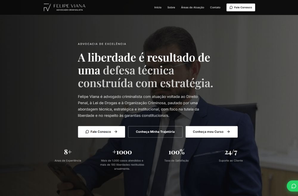 Página inicial de Felipe Viana Advocacia, projeto desenvolvido por Kauã Felix